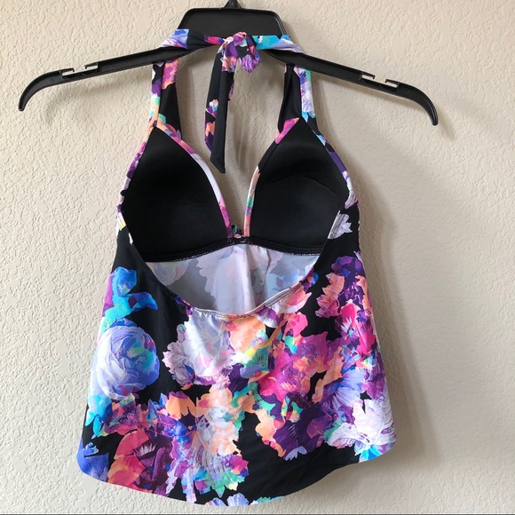 NWT Bar lll Tech Floral Halter Tankini Swim Top XS - Picture 4 of 4